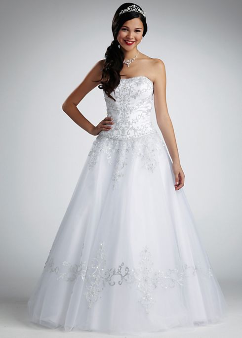 Strapless Tulle Ball Gown with Satin Bodice Image 1