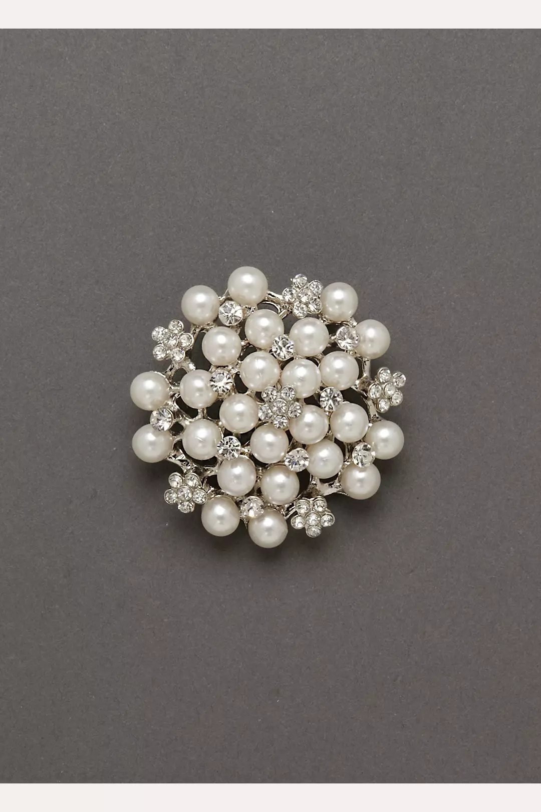Crystal Flower and Pearl Pin Image