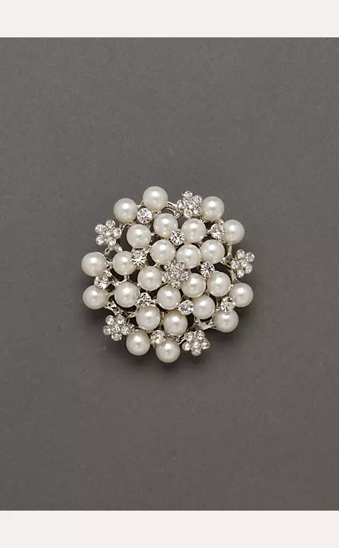 Crystal Flower and Pearl Pin Image 1