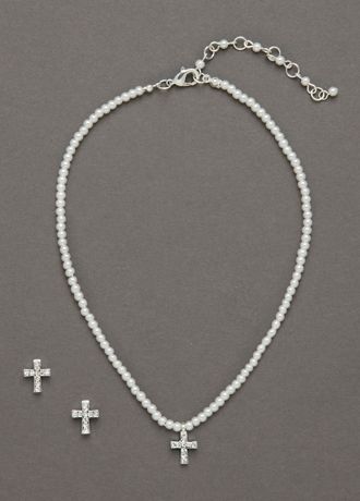 Flower Girl Cross Necklace and Earring Set Image