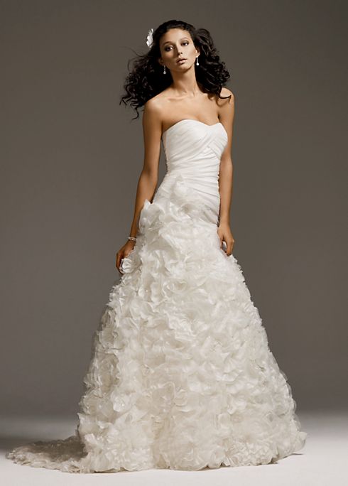 Taffeta Ball Gown with Floral Appliques on Skirt Image 2