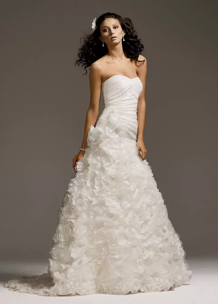 Petite Ball Gown with Floral Appliques on Skirt | David's Bridal Petite Ball Gown with Floral Appliques on Skirt | David's Bridal