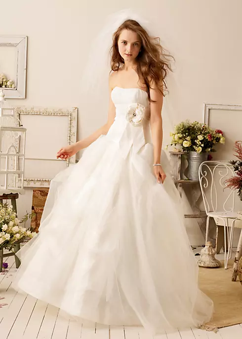 Taffeta Ball Gown with Layered Tulle Skirt Image 1