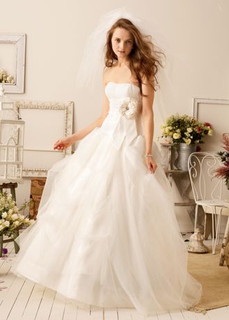 Taffeta Ball Gown with Layered Tulle Skirt Image