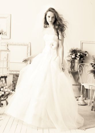Taffeta Ball Gown with Layered Tulle Skirt Image
