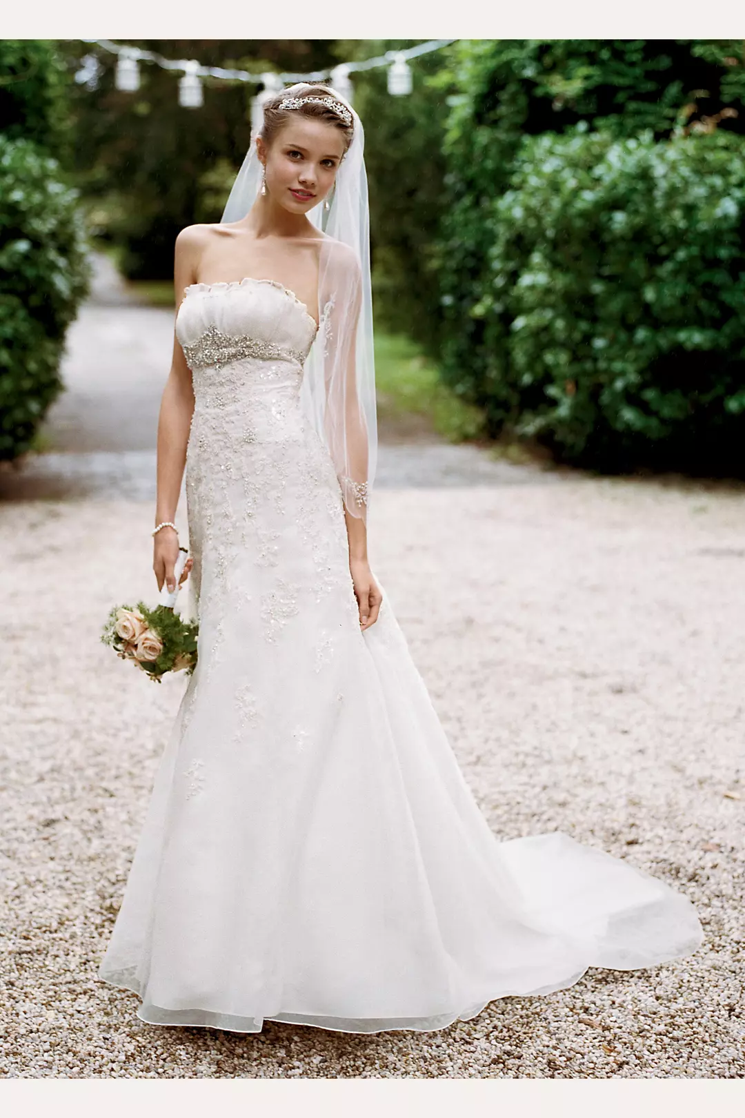 David's Bridal 'Metallic-Beaded Lace Trumpet' size 12 used wedding dress –  Nearly Newlywed