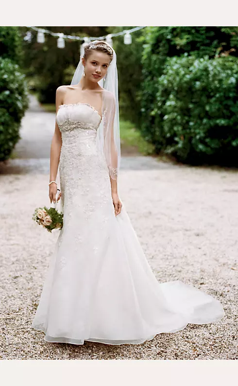Organza Trumpet Wedding Dress with Beaded Lace  Image 3