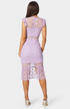 Illusion Lace Cap Sleeve Midi Dress | David's Bridal