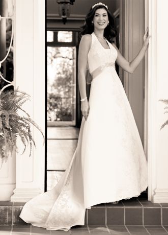 David's bridal halter top wedding cheap dress