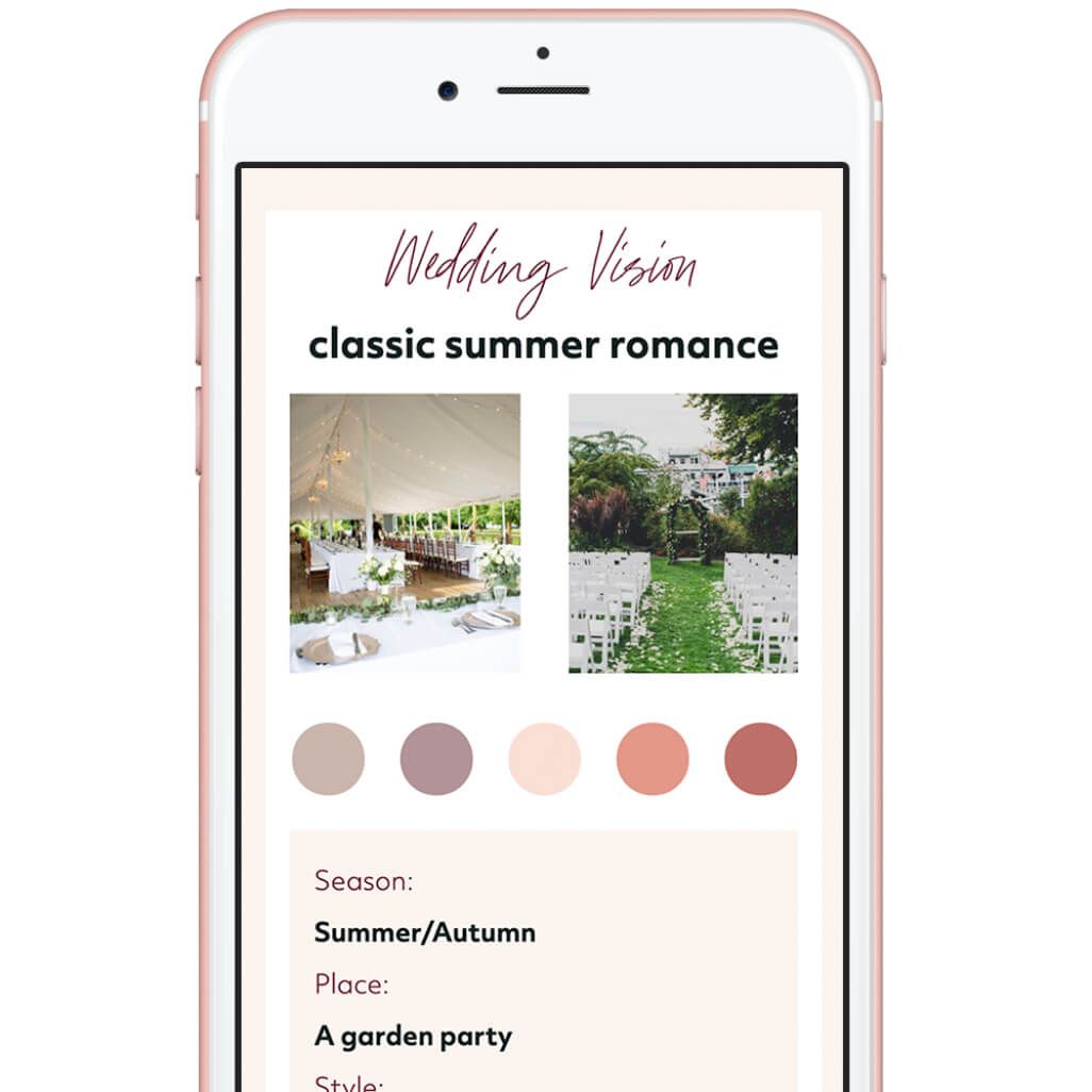 phone using wedding vision board app