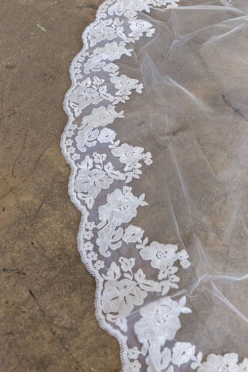 Hand-Sewn Wide Floral Lace Cathedral Veil Image 4