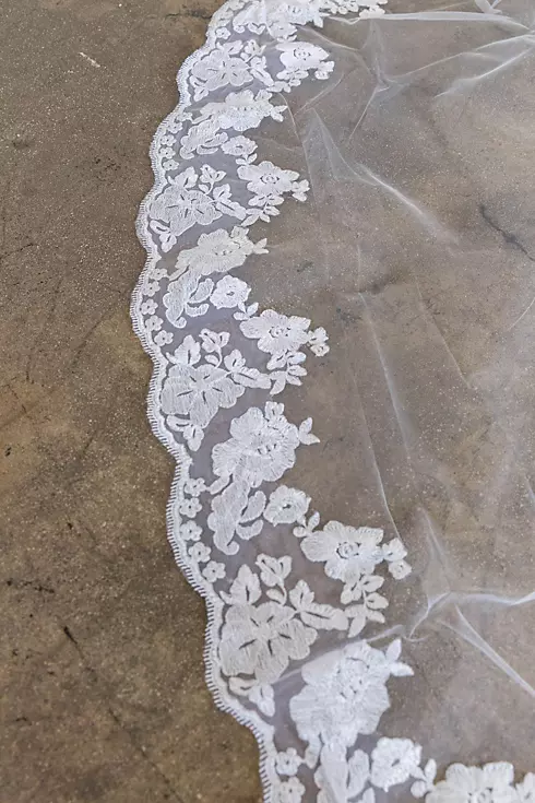 Hand-Sewn Wide Floral Lace Cathedral Veil Image 3