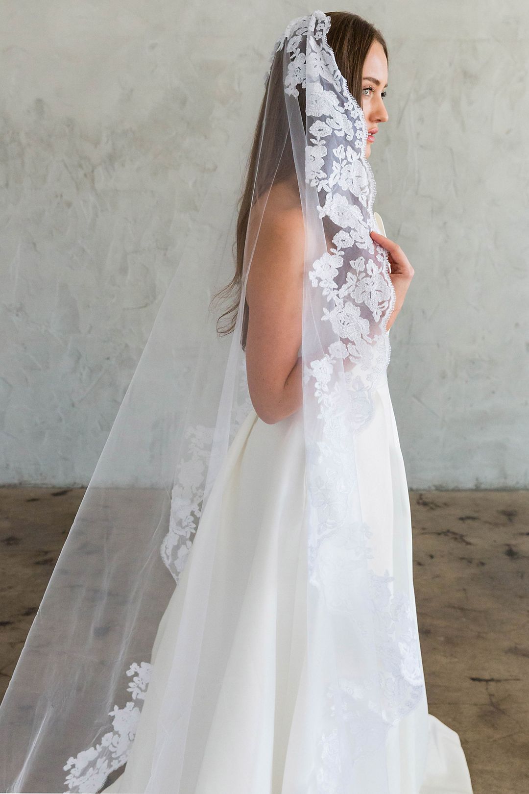 Hand-Sewn Wide Floral Lace Cathedral Veil Image 4